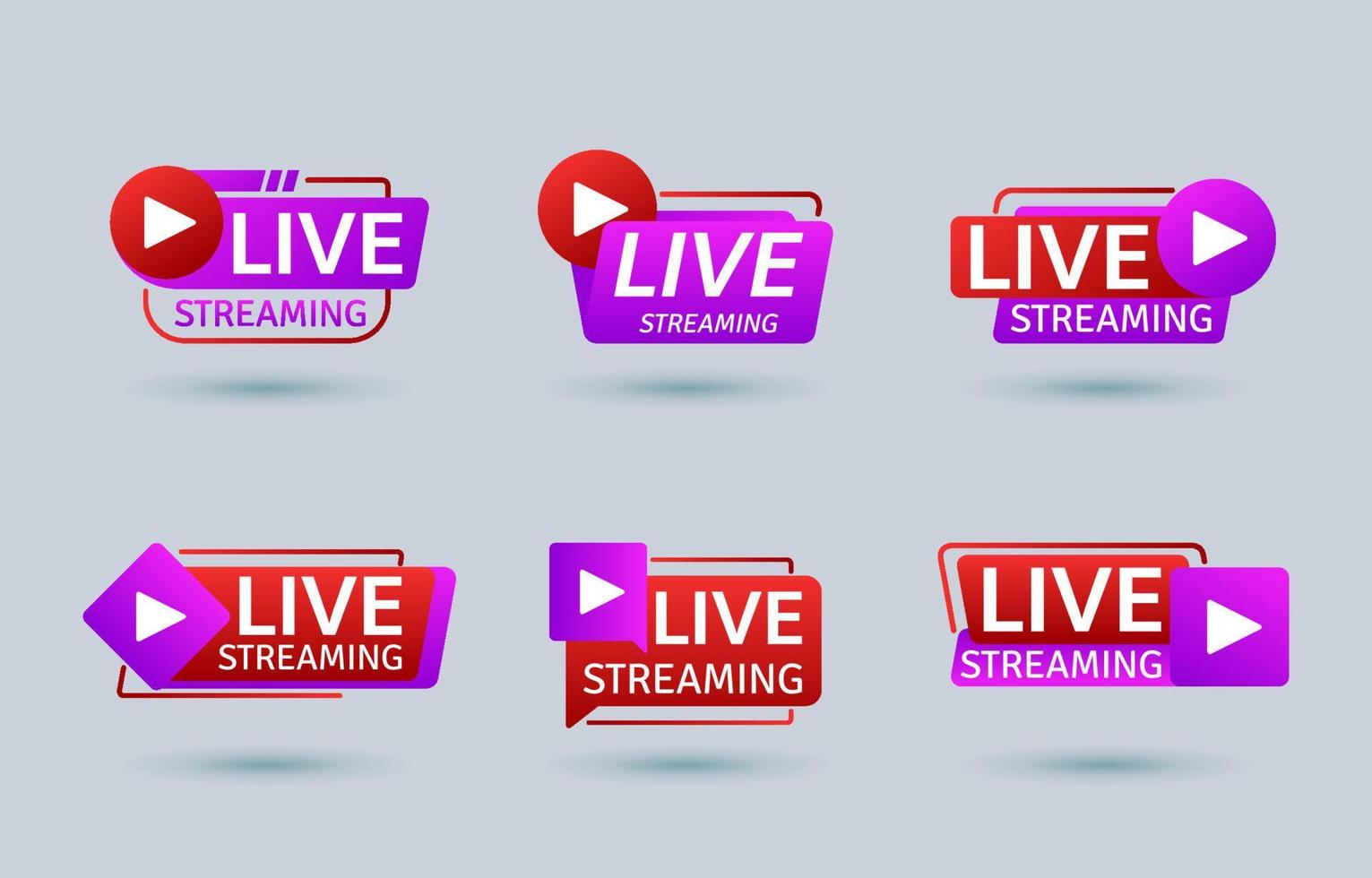 Live Streaming Icon Badges Collection vector