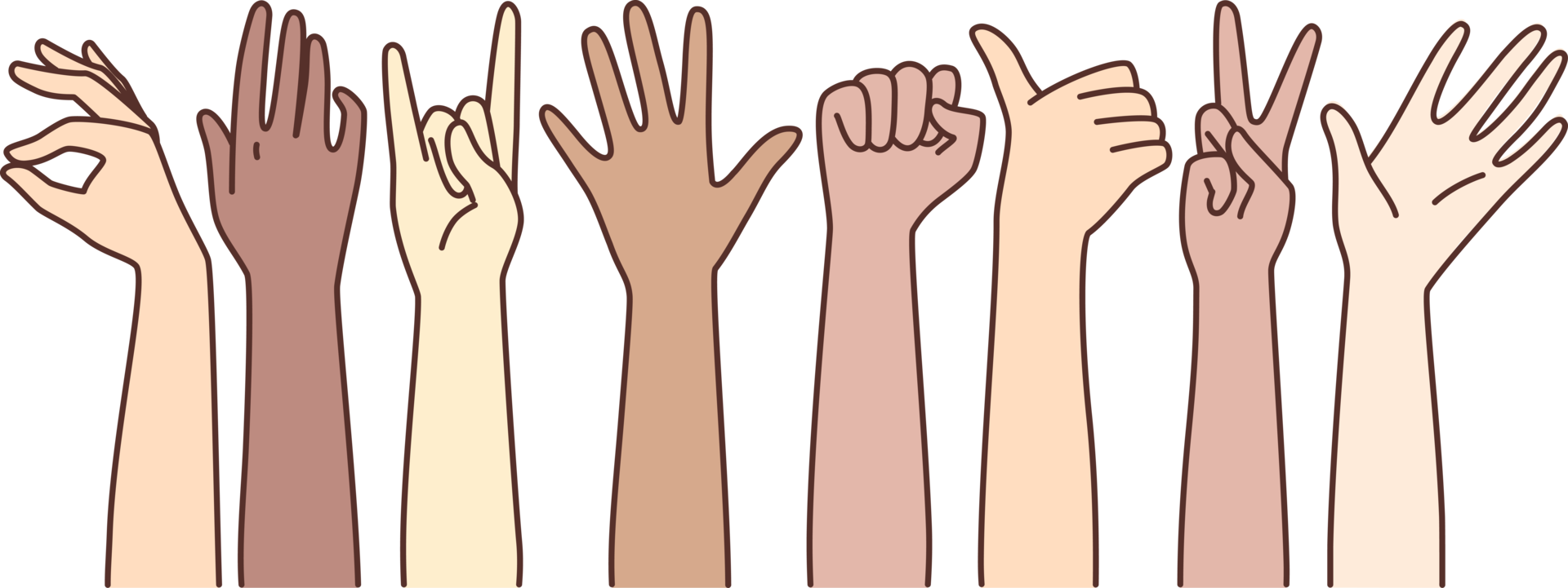 Diverse people show sign language signs 21239627 PNG
