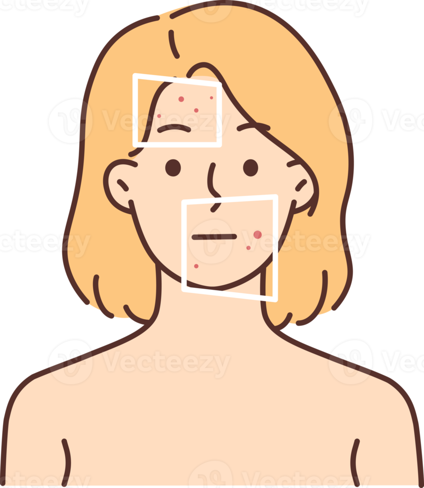 Woman with red pimples on face png