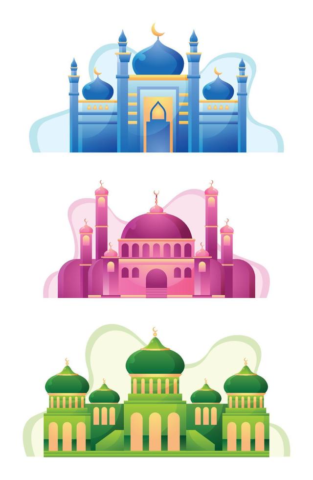 Colorful Mosque Set vector
