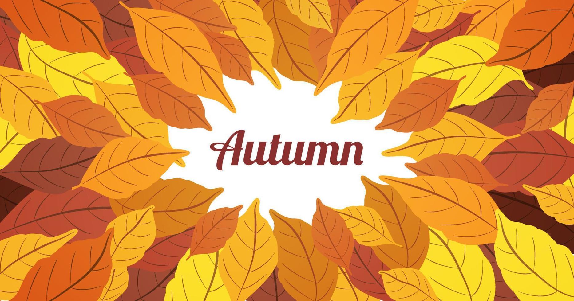 Autumn or Fall Season background Illustration ornaments with colorful foliage dry Leaves Concept vector