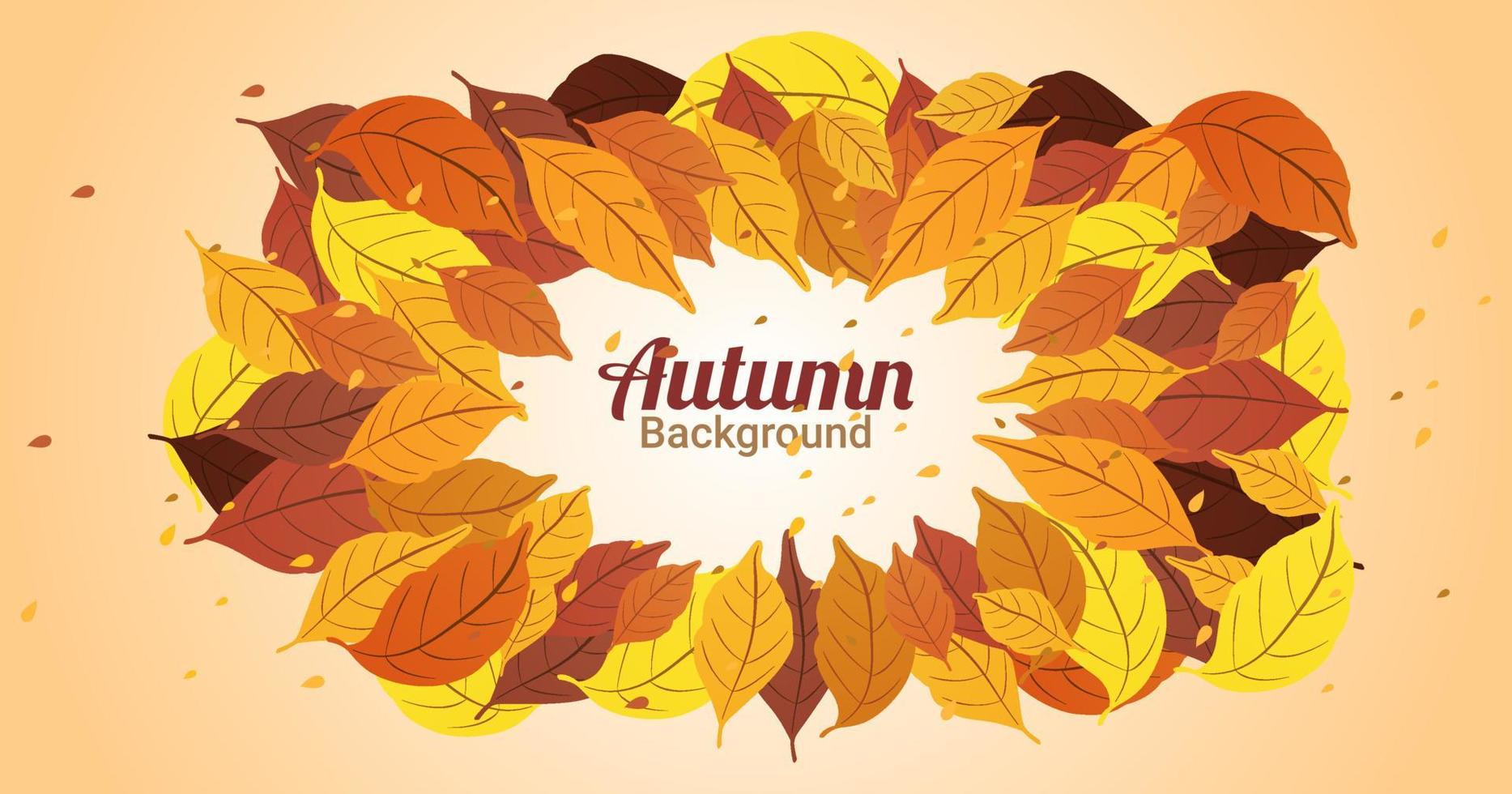 Autumn or Fall Season background Illustration ornaments with colorful foliage dry Leaves Concept vector