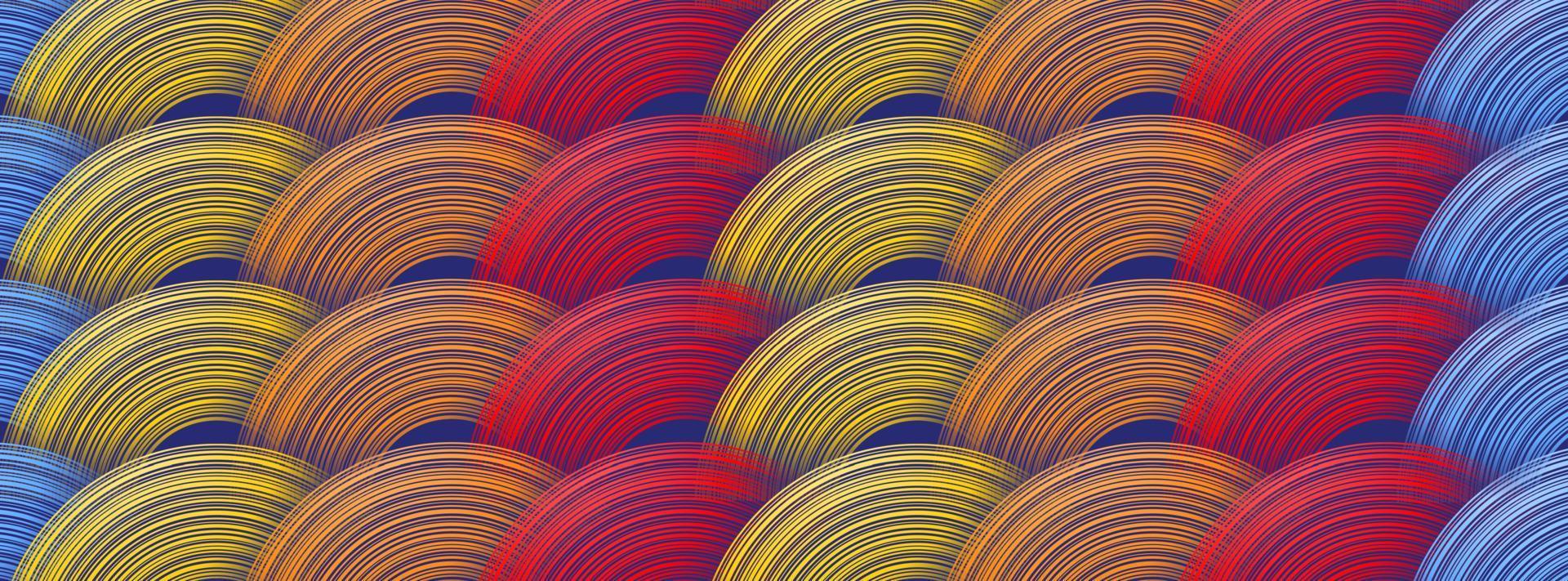 Trendy geometric colorful background with abstract circles shapes. Banner design. Futuristic dynamic pattern design. Vector illustration
