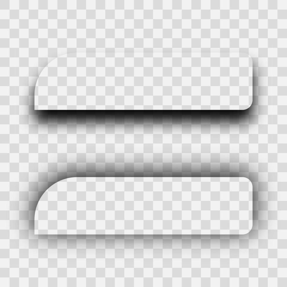 Dark transparent realistic shadow. Set of two rectangles shadows vector