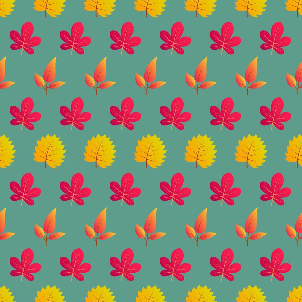 Autumn seamless background with colorful leaves. Design for fall season posters, wrapping papers and holidays decorations. Vector illustration
