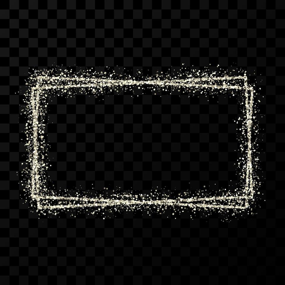 Silver double rectangle frame. Modern shiny frame with light effects isolated vector