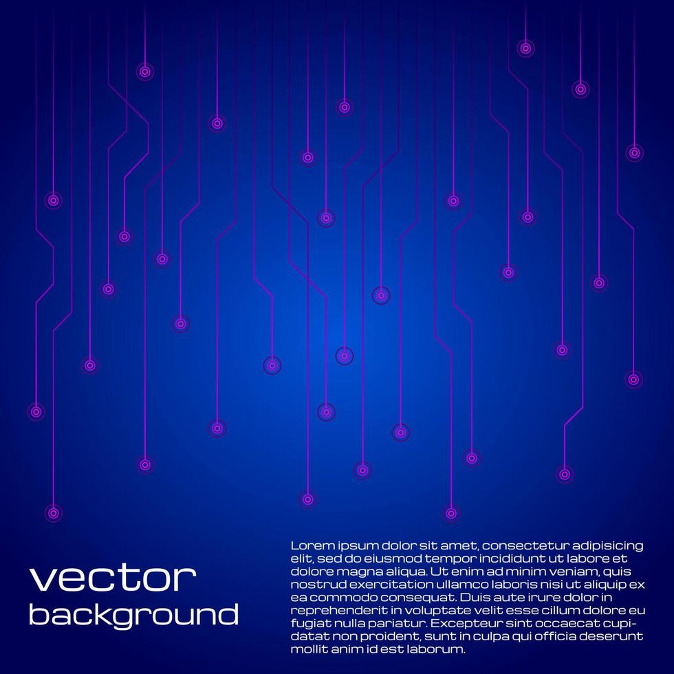 Abstract technological blue and pink background with elements of the microchip. Circuit board background texture. Vector illustration.