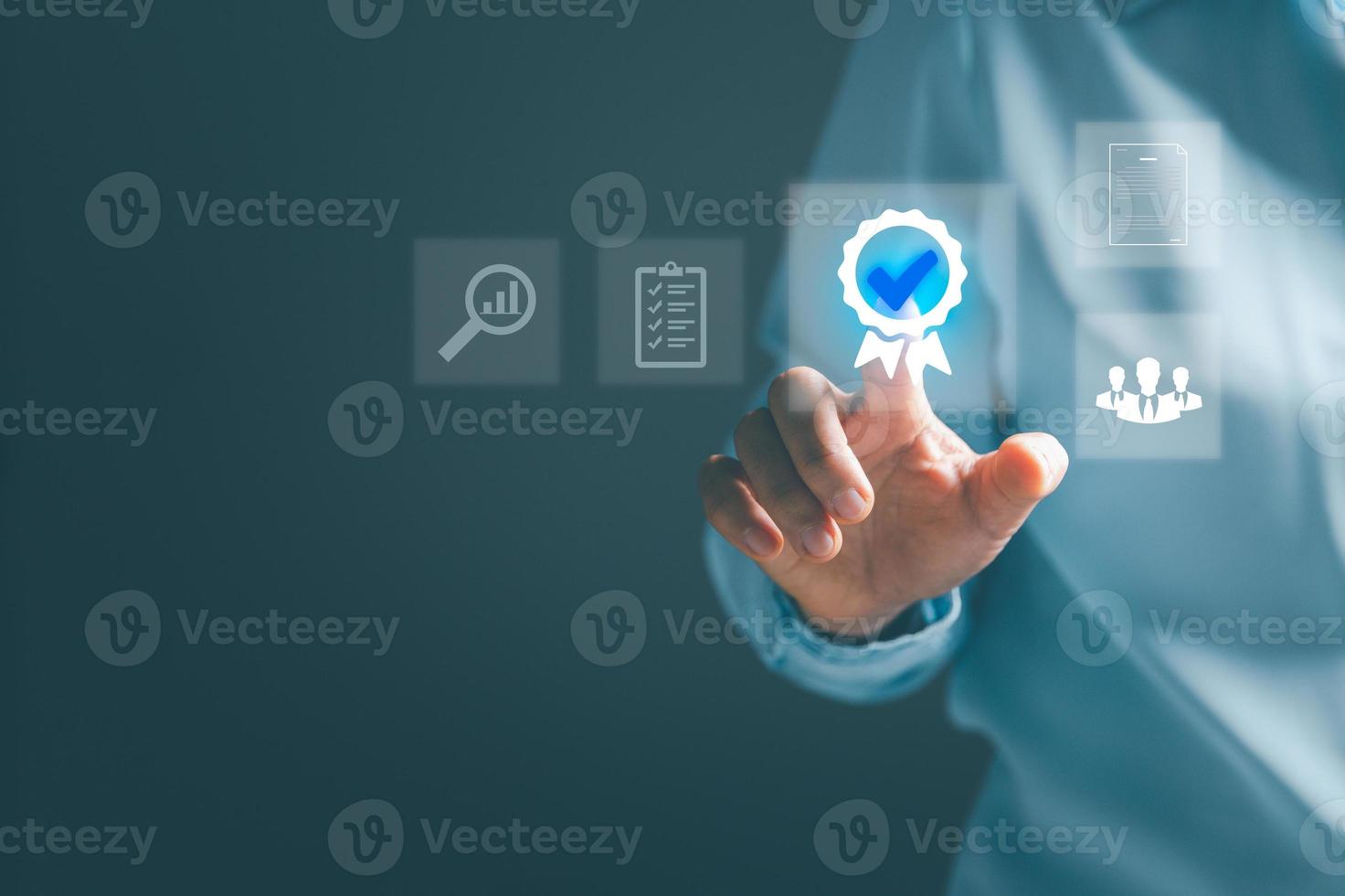 Standard Quality Control Certification Assurance Guarantee Internet Business Technology Concept. Standards, certification and standardization, satisfaction, service experience. photo