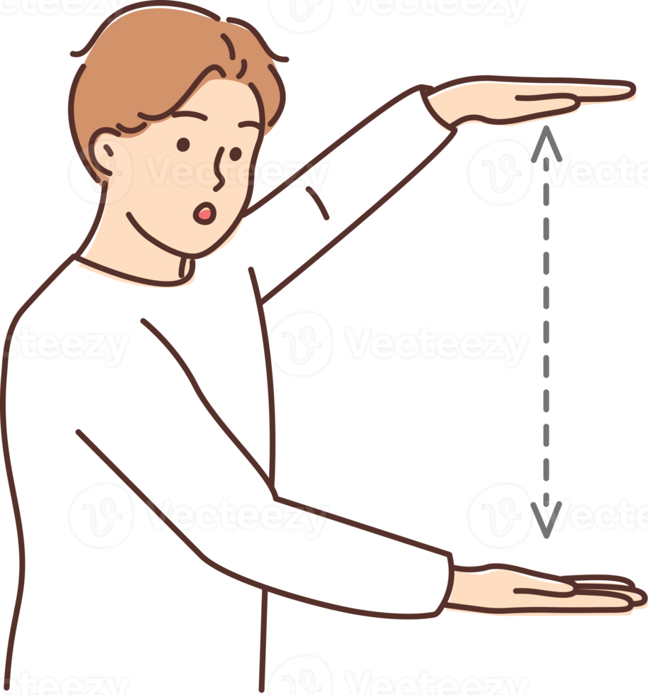 Man showing distance with hands png