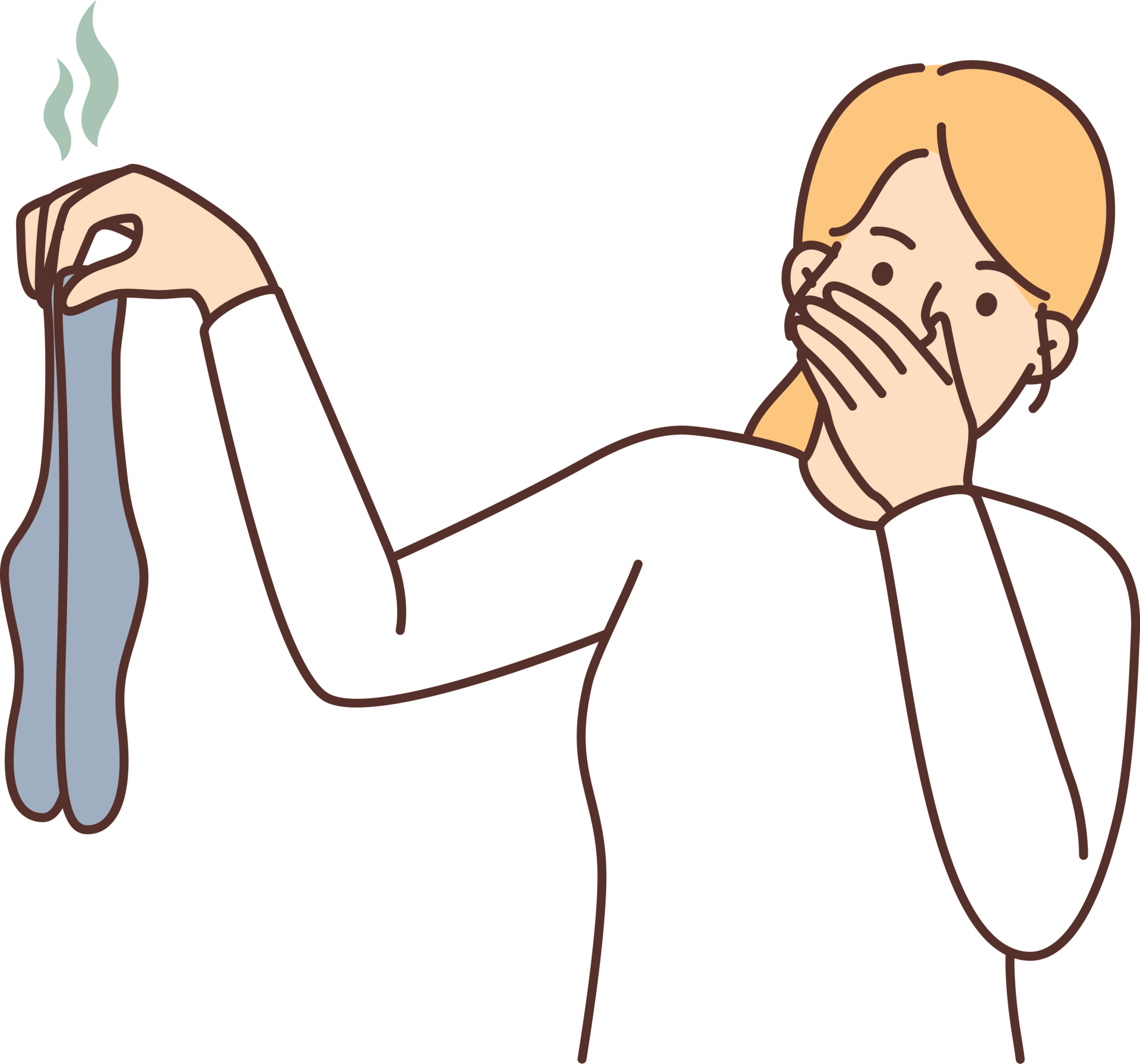 Woman disgusted with smelly dirty socks 21243342 PNG