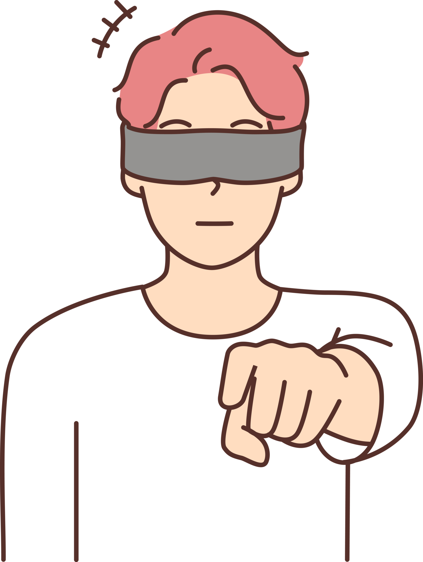 Blindfolded man point at screen 21243483 PNG