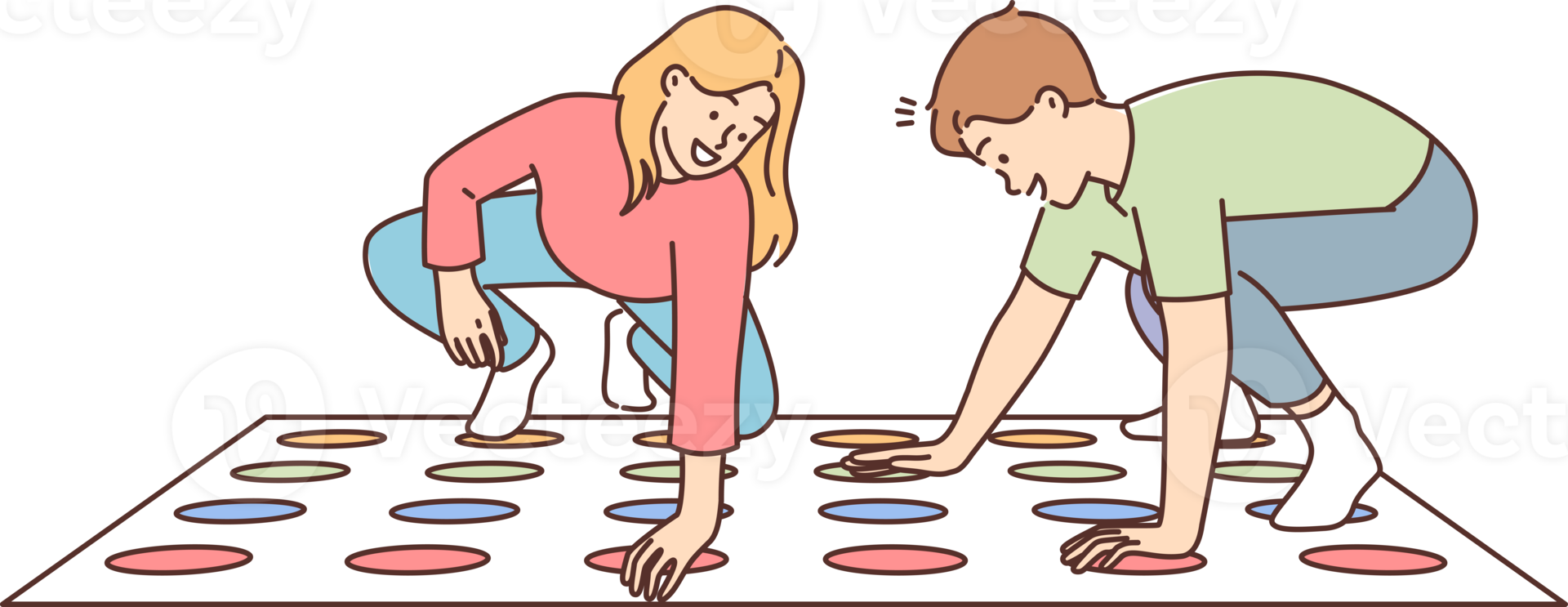 Smiling children play twister at home png