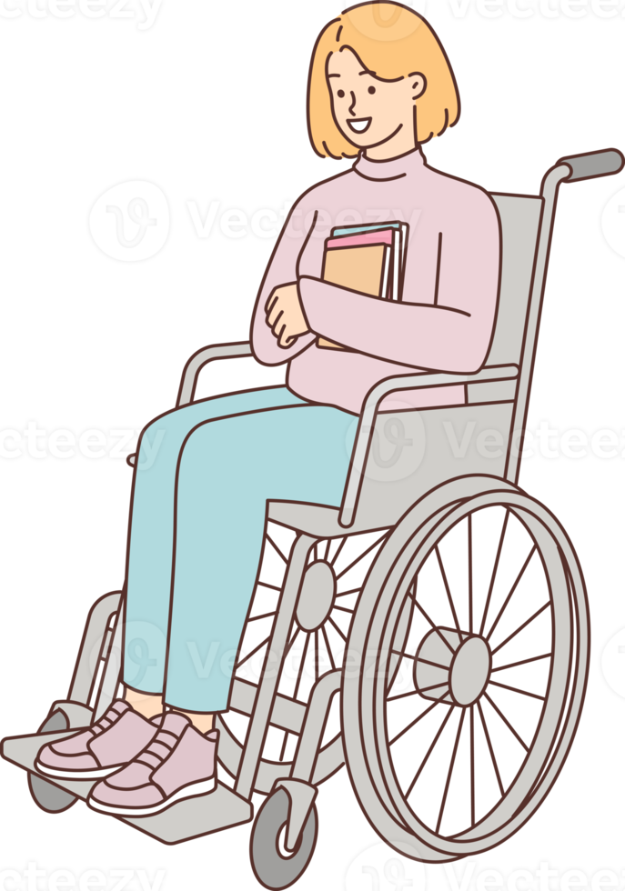 jovem mulher sentado dentro uma cadeira de rodas png