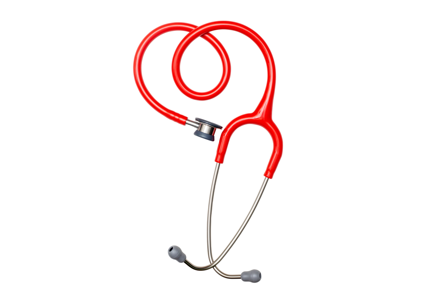 red doctor stethoscope placed in heart shape png