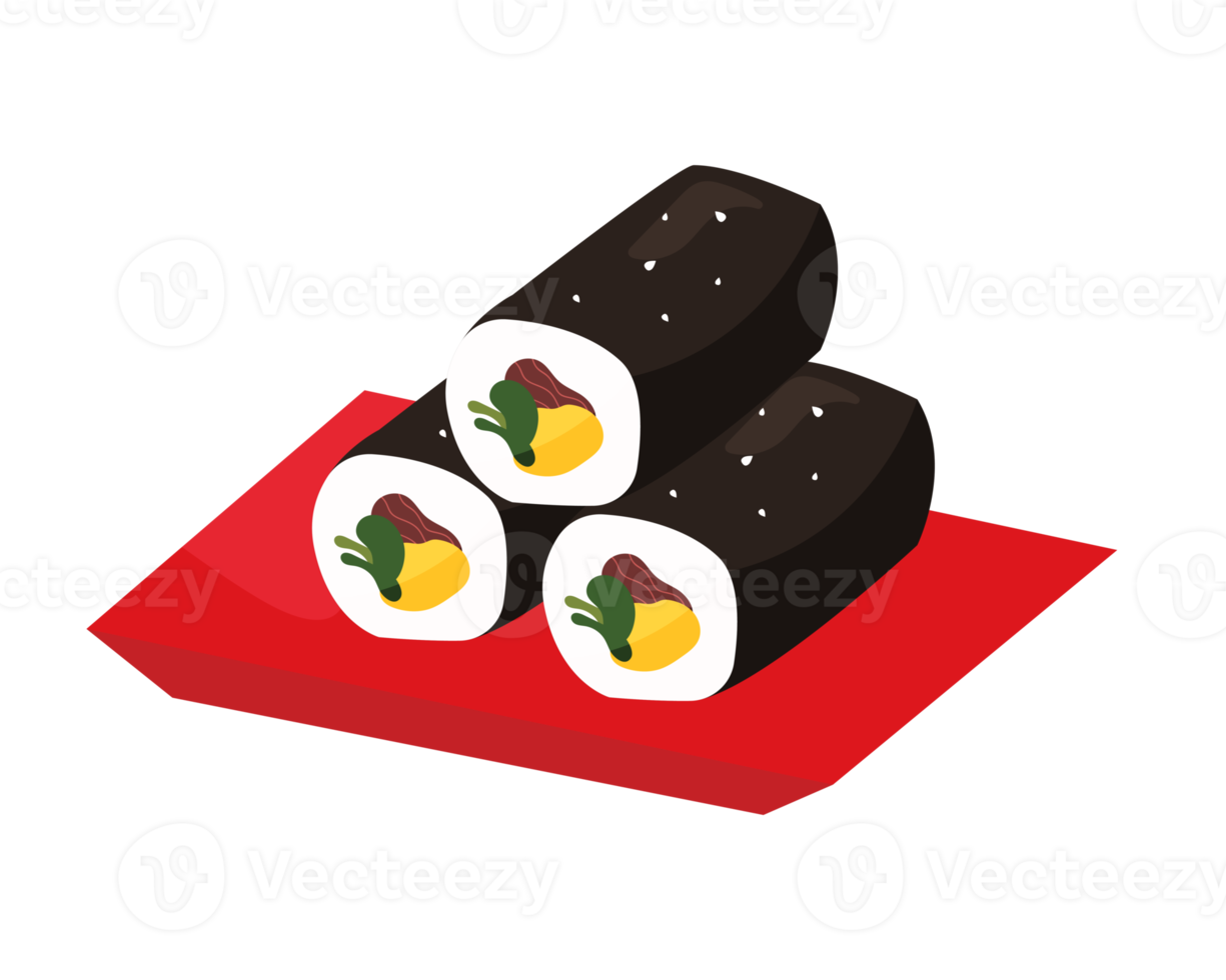 Korean street foods kimbap illustration png