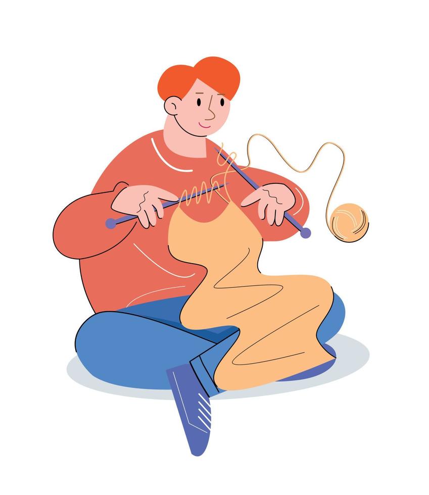 set of character people knitting vector illustration
