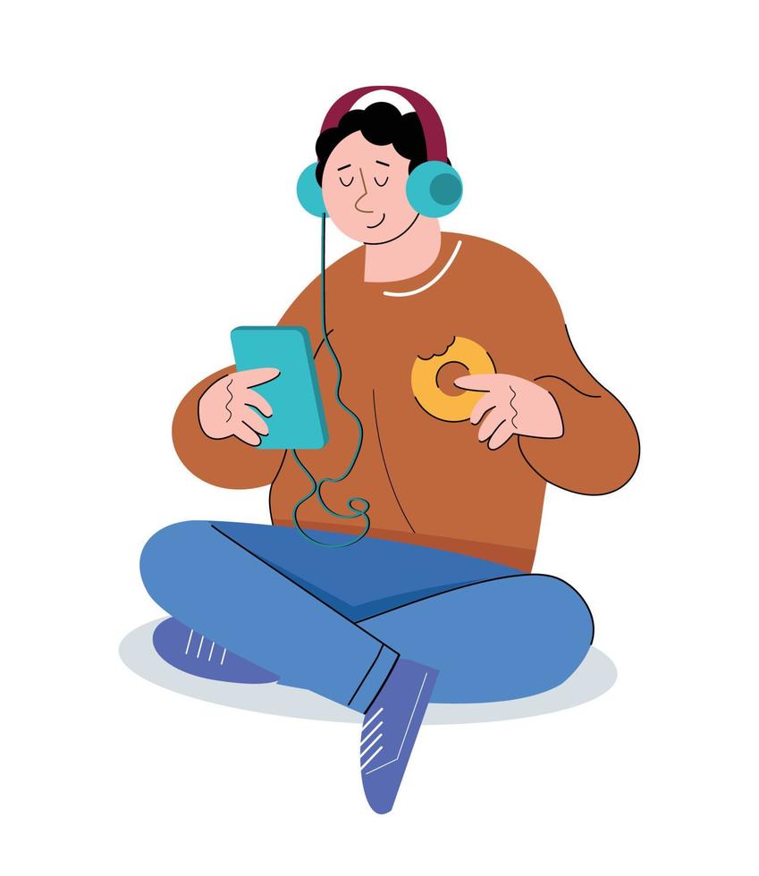 character people listening to music vector illustration