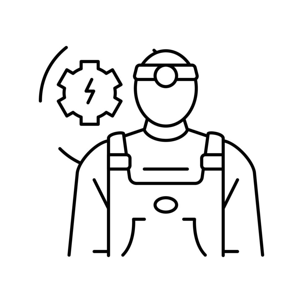 mantenimiento electricista reparar trabajador línea icono vector ilustración