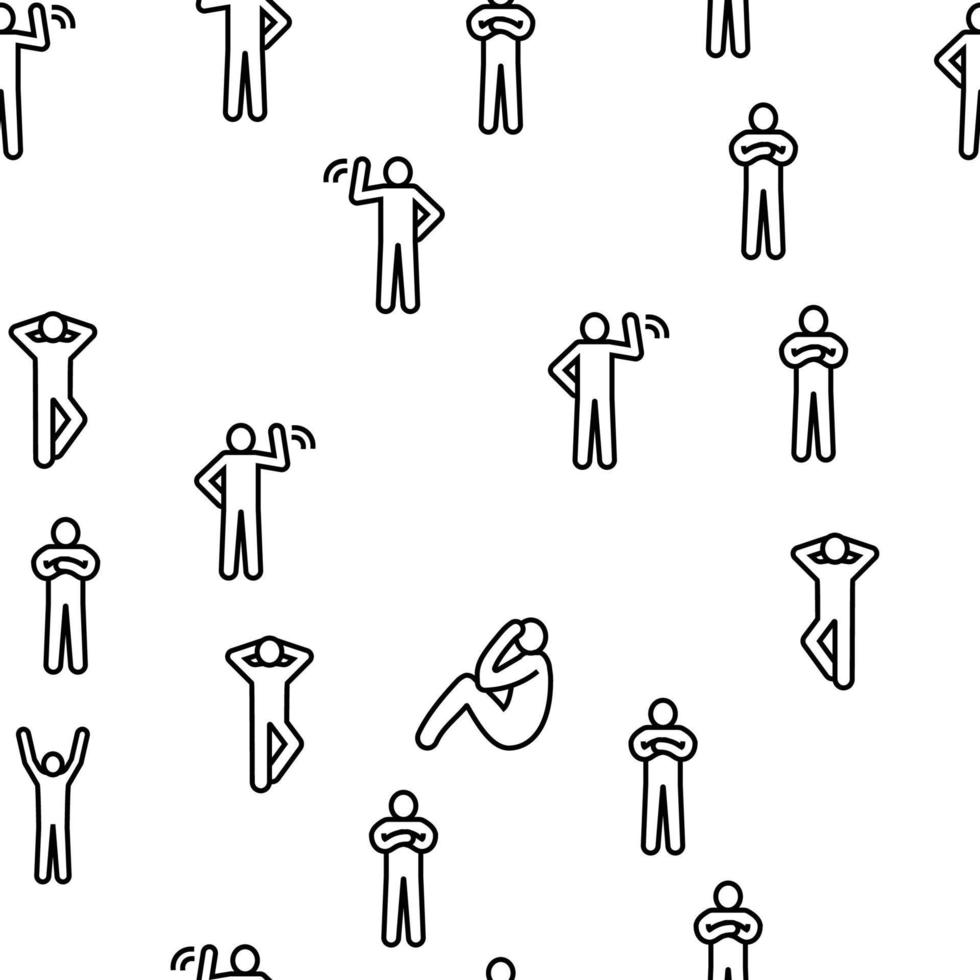 stickman man people silhouette vector seamless pattern