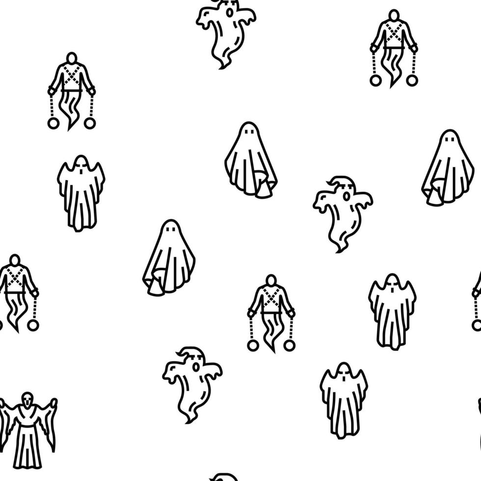 ghost halloween spooky scary cute vector seamless pattern