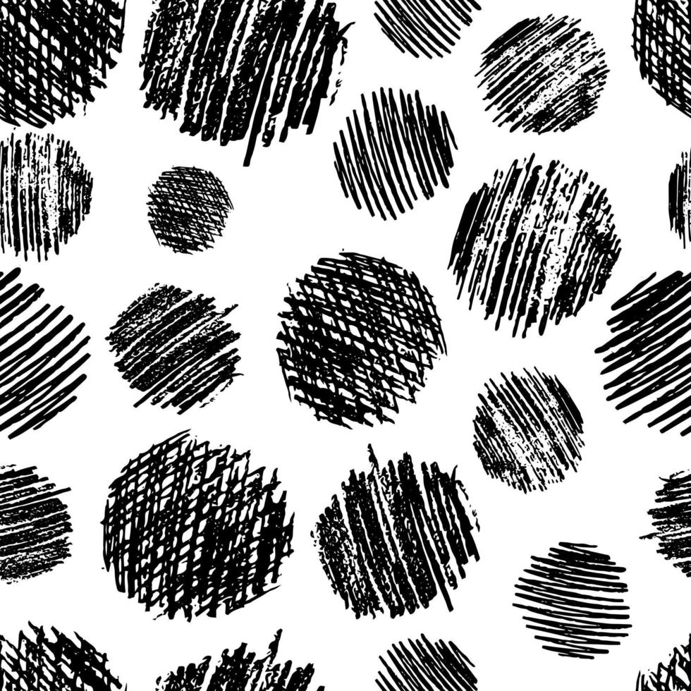 patrón sin costuras con frotis de garabatos de círculo negro dibujado a mano. textura grunge abstracta. ilustración vectorial vector