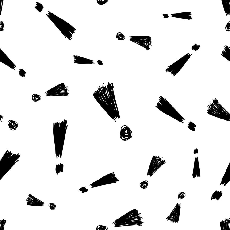 patrón sin costuras con símbolo de exclamación dibujado a mano. símbolo de signo de exclamación de dibujo negro sobre fondo blanco. ilustración vectorial vector