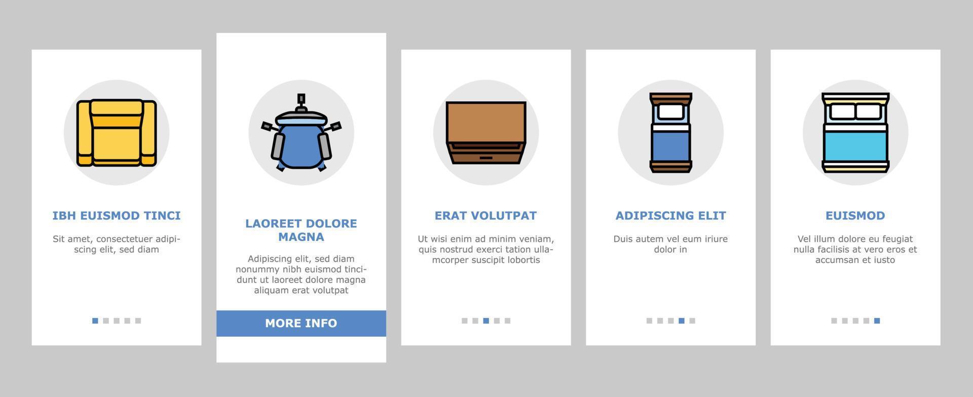 floor plan interior furniture onboarding icons set vector