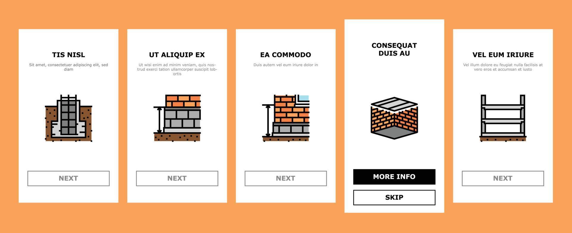 building house structure onboarding icons set vector
