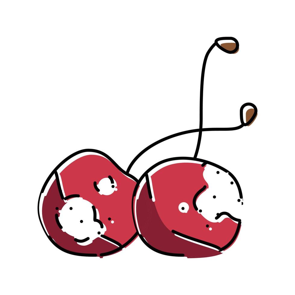 cherry rotten food color icon vector illustration