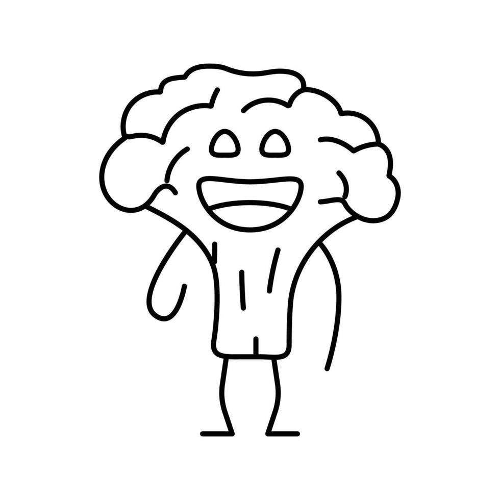 character broccoli line icon vector illustration