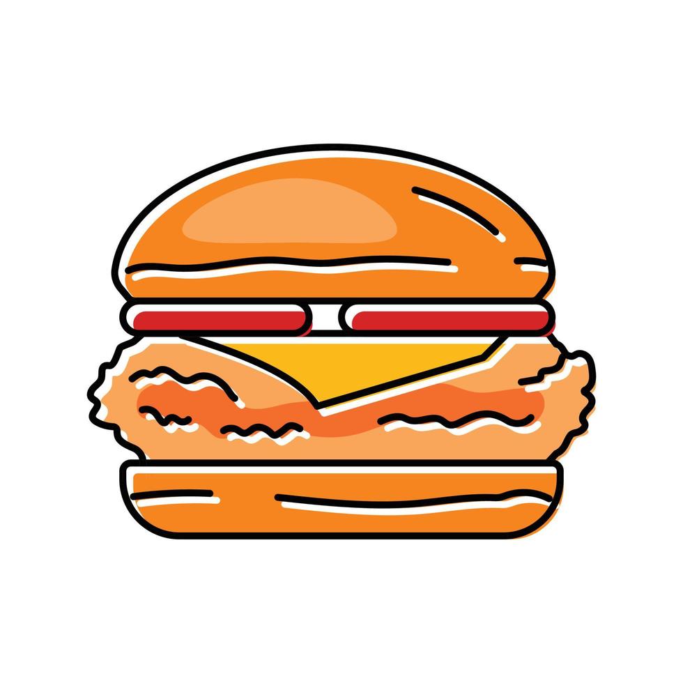 unhealthy chicken fried color icon vector illustration