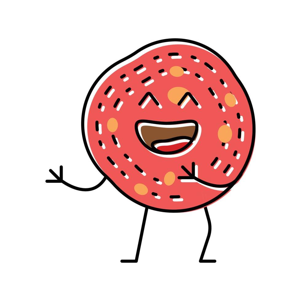 pepperoni meat character color icon vector illustration