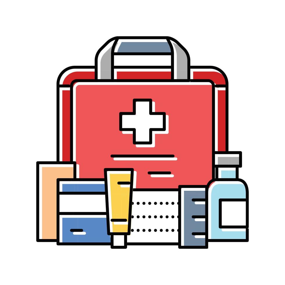 first aid kit health color icon vector illustration