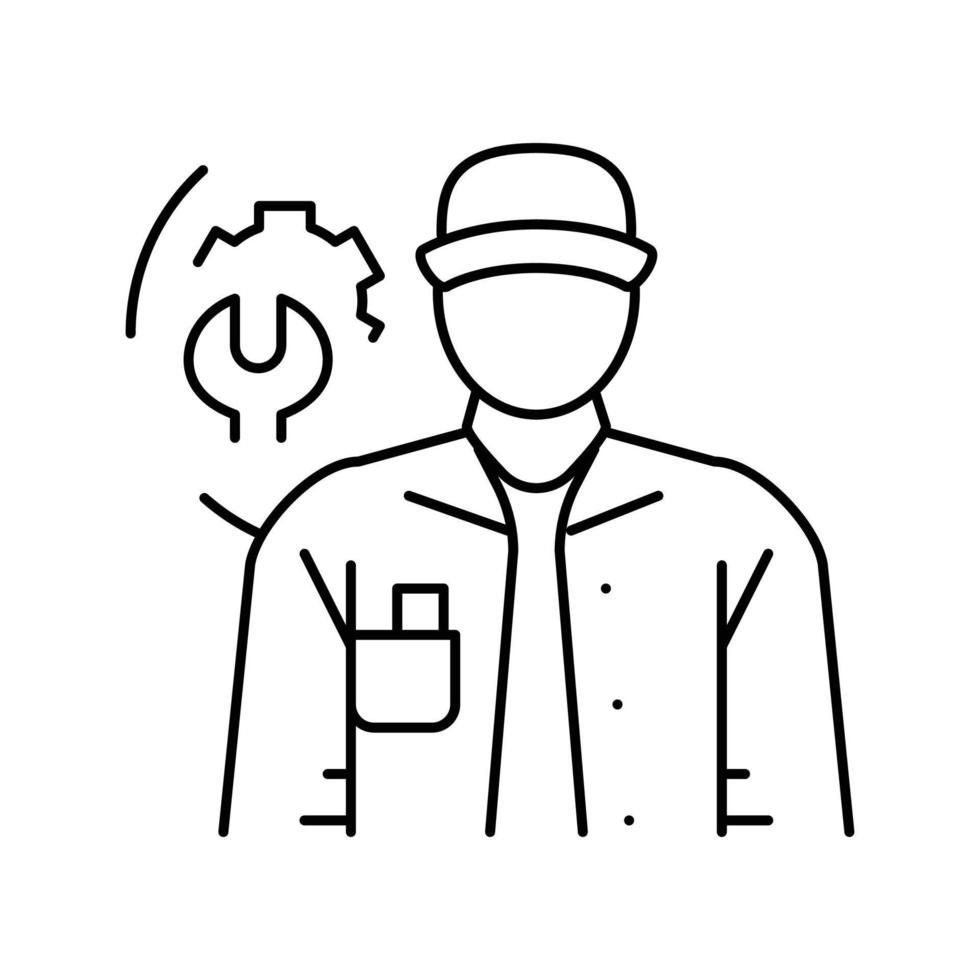 maintenance mechanic repair worker line icon vector illustration