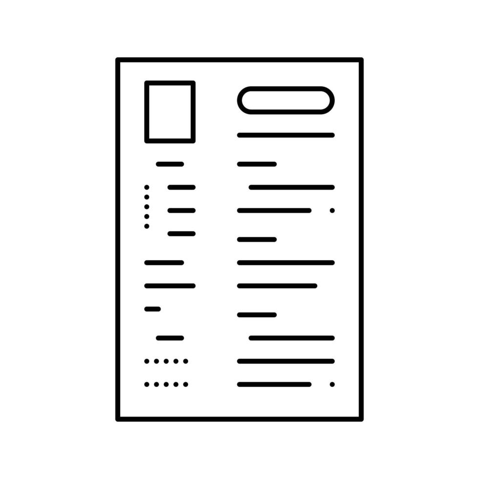 resume paper document line icon vector illustration