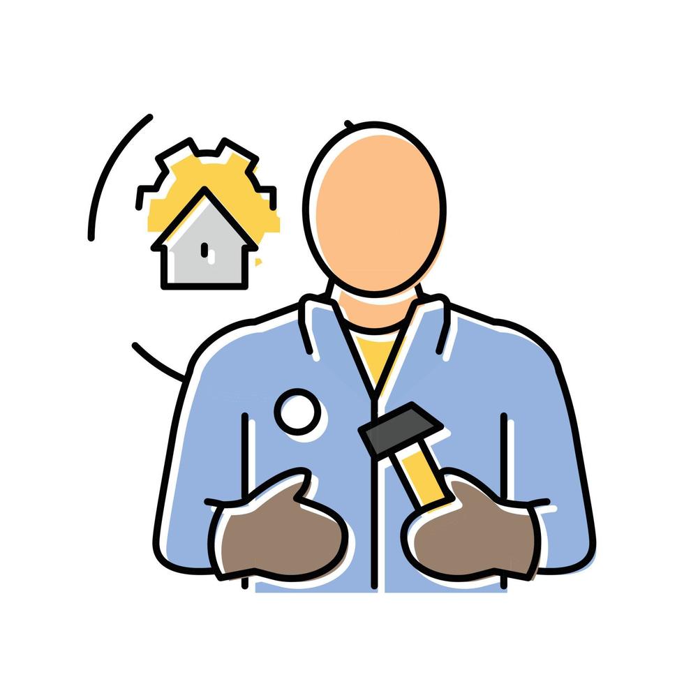 apartment maintenance technician repair worker color icon vector illustration