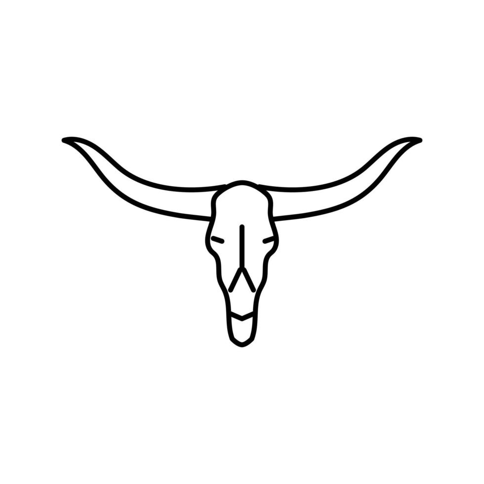 Longhorn cráneo cuerno animal línea icono vector ilustración