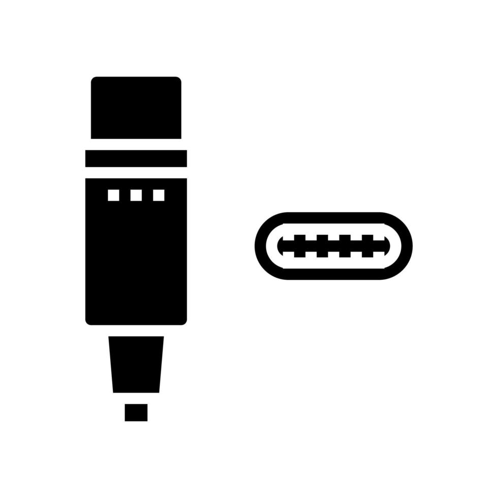 USB tipo C glifo icono vector ilustración