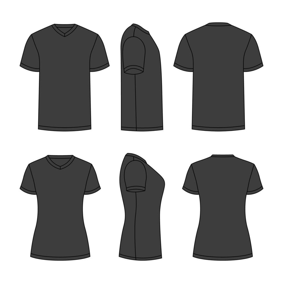 contorno negro camiseta modelo vector