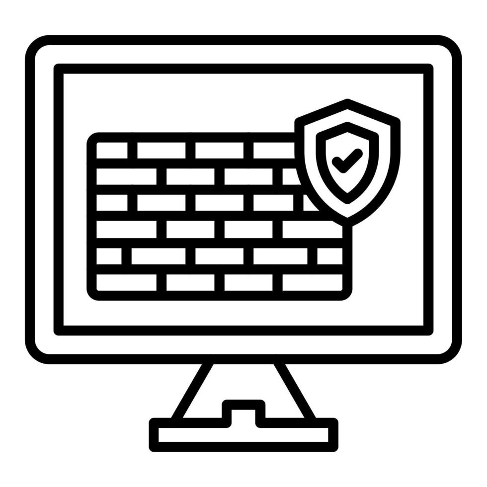 Computer Firewall Icon Style vector