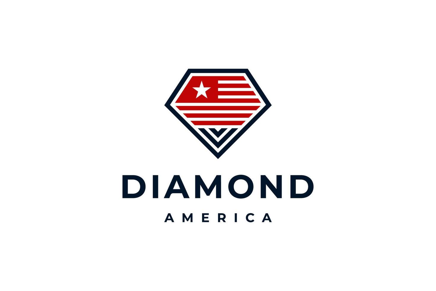 red blue american flag diamond logo vector