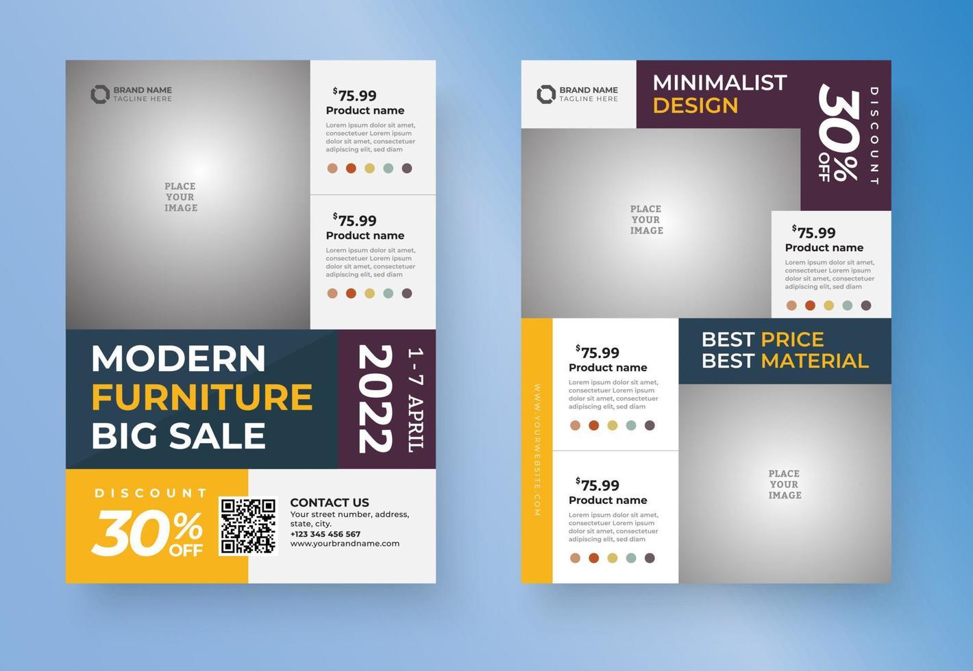 Modern Furniture Double Sided Flyer Template vector