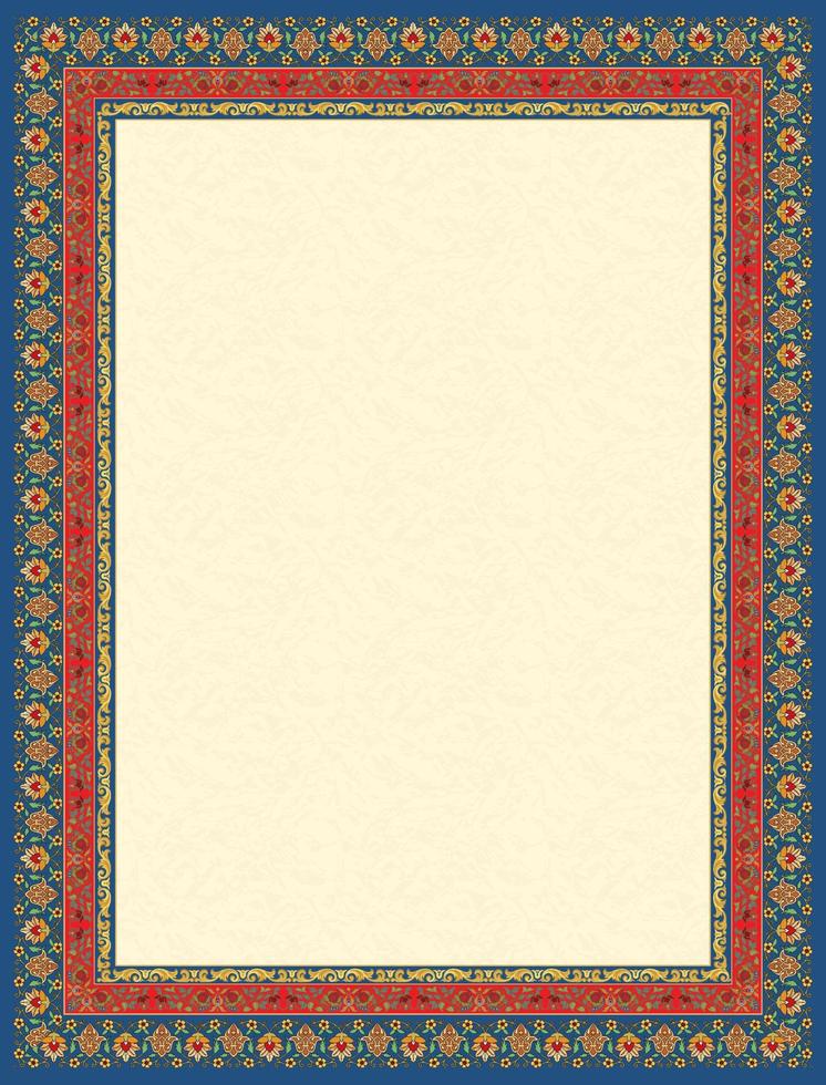Vintage ornate border in Eastern style. Template frame design for greeting card and wedding invitation. vector