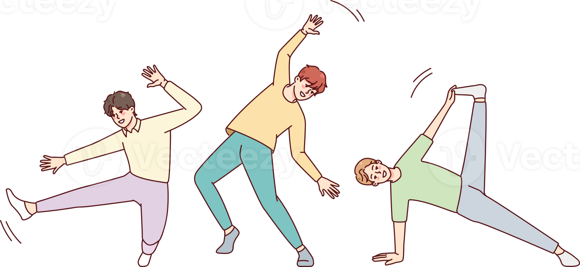 Smiling boys dancing together png