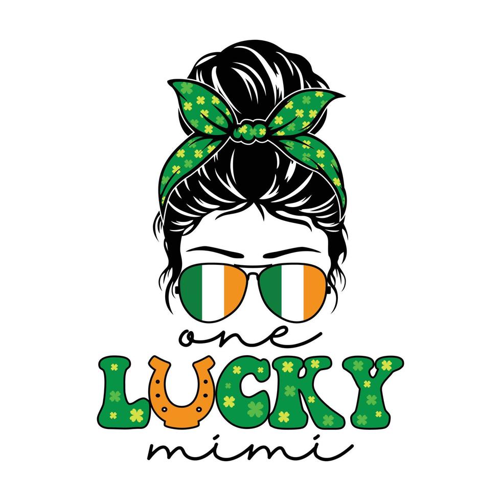 Messy Bun One Lucky Mimi Vector, One Lucky Mimi Shirt, Messy Bun Vector, Girl hair vector, Mimi, One Lucky Mimi Shirt Print Template vector