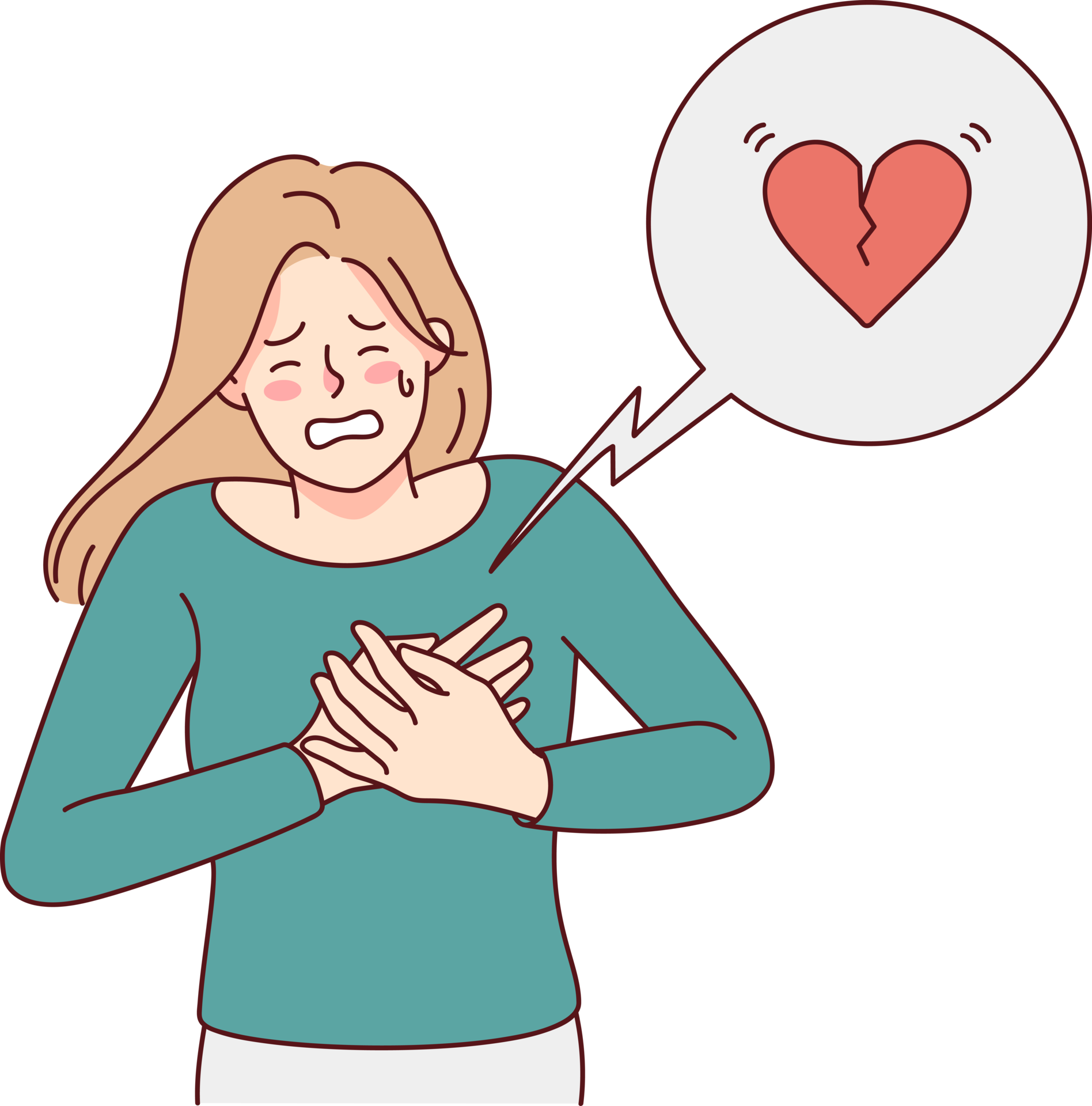 Unhealthy woman suffer from heart attack 21247916 png
