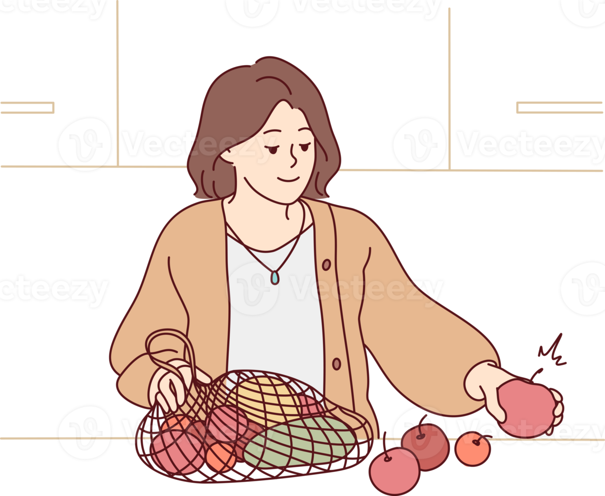 mujer con Fresco vegetales y frutas png