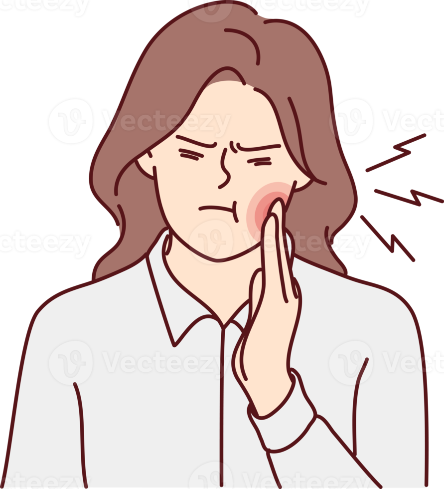 Unhealthy woman suffer from toothache png
