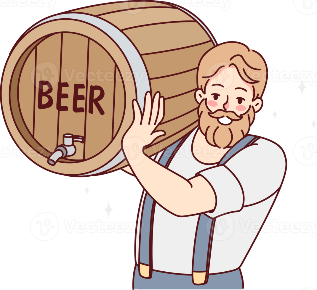 Bearded man with beer barrel png