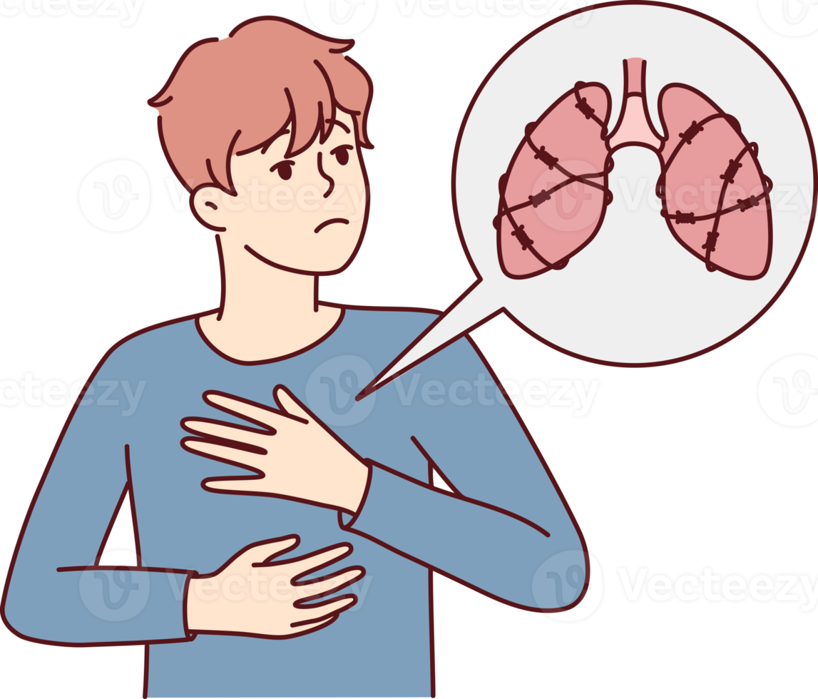 ungesund Mann leiden von Lunge Krankheit png